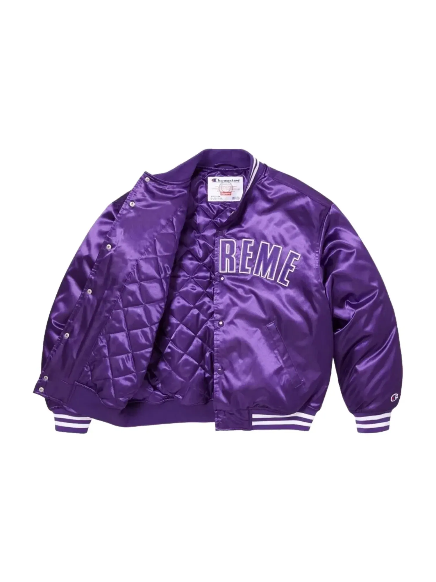 Куртка-бомбер Supreme x Champion SS26 из атласа, фиолетовая, SUP-SS26-170-PUR — изображение 2 из 3, фиолетовый