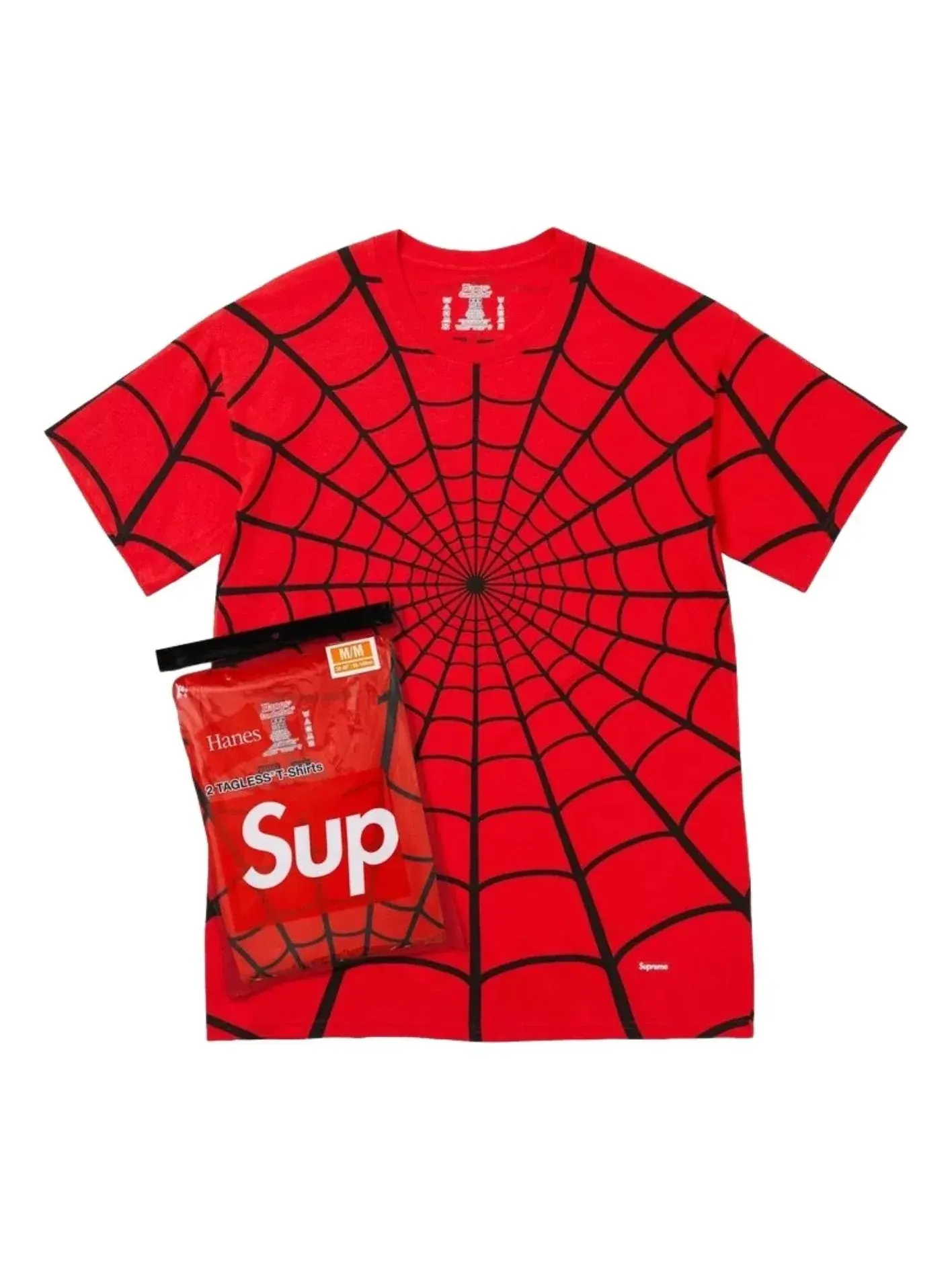 Футболки Supreme x Hanes Spider-Man без этикеток (2 шт.) — изображение 1 из 1, красный