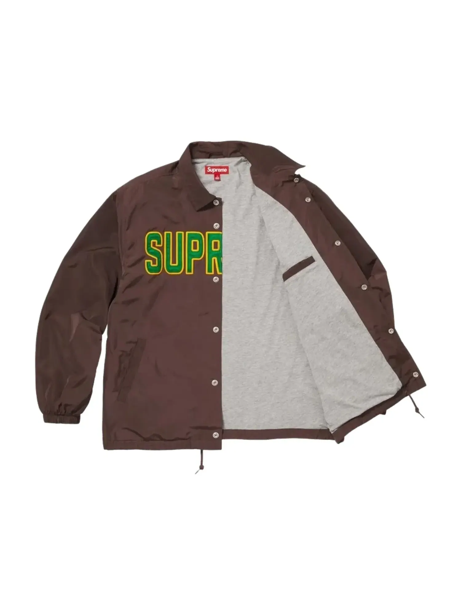 Куртка Supreme SS26 Spellout Coaches Jacket 'Brown' SUP-SS26-203-BRN — изображение 2 из 3, коричневый