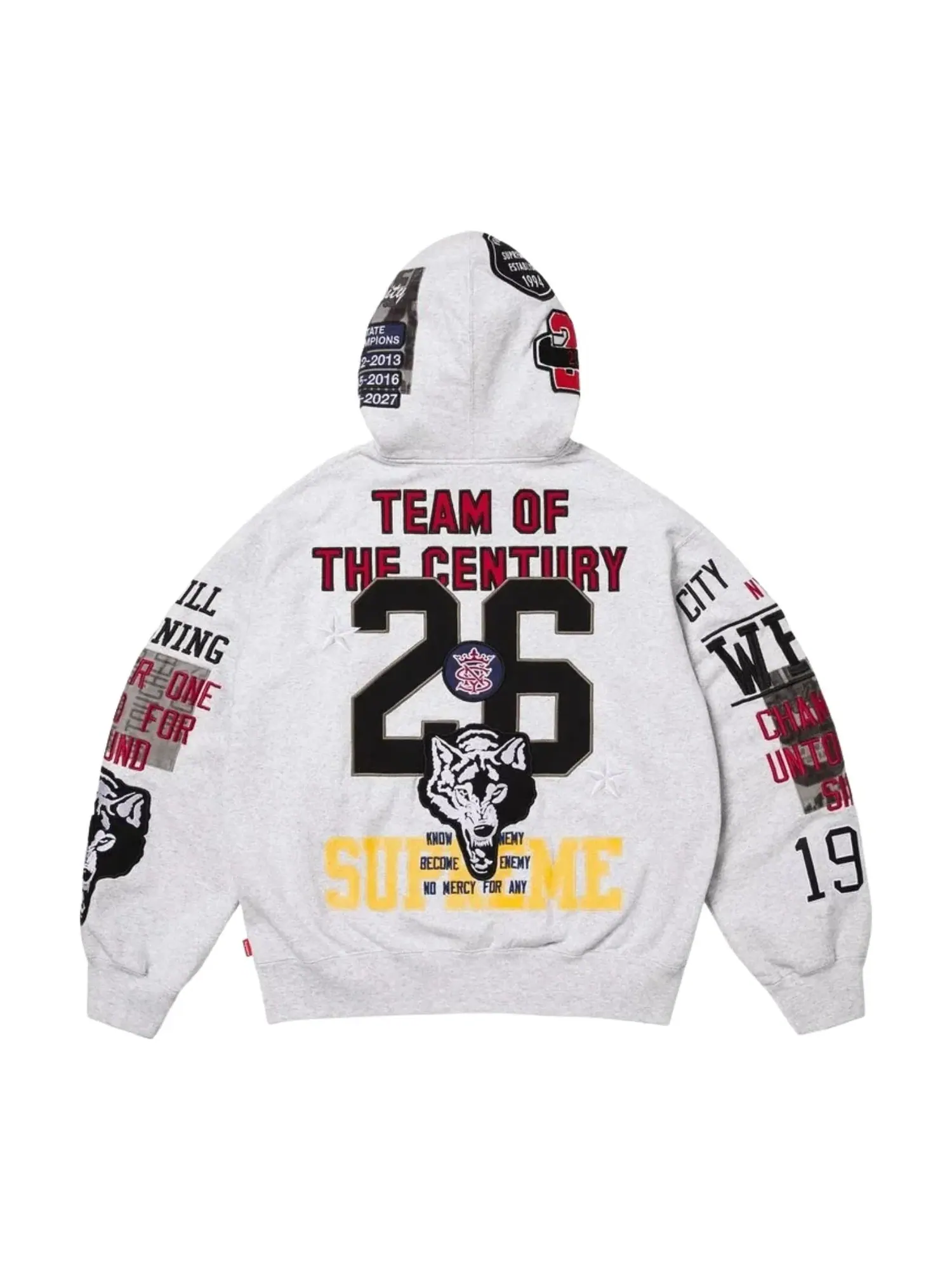 Толстовка Supreme SS26 Warriors с аппликацией и застежкой-молнией — изображение 3 из 3, серый