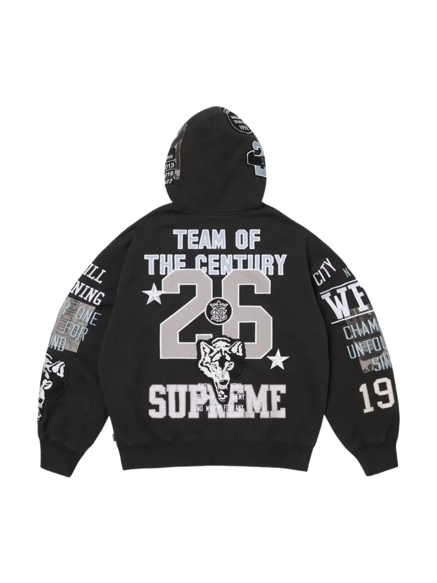 Толстовка Supreme SS26 Warriors с аппликацией и застежкой-молнией, черная, SUP-SS26-212-BLK — изображение 3 из 3, черный