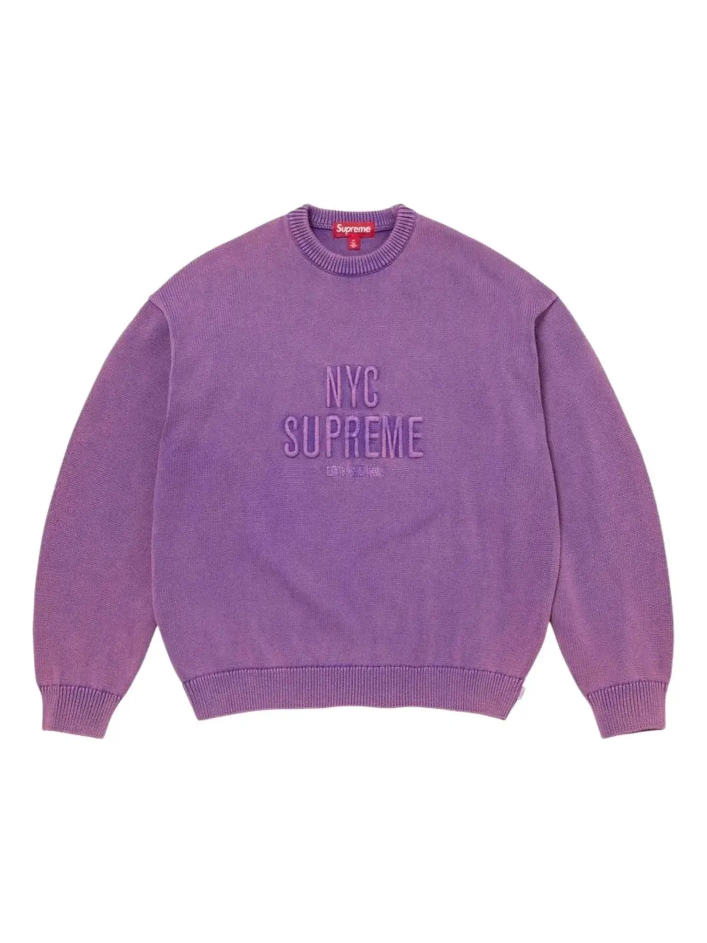 Свитер Supreme SS26 Overdyed Raised Sweater 'Purple' SUP-SS26-217-PUR — изображение 1 из 1, фиолетовый