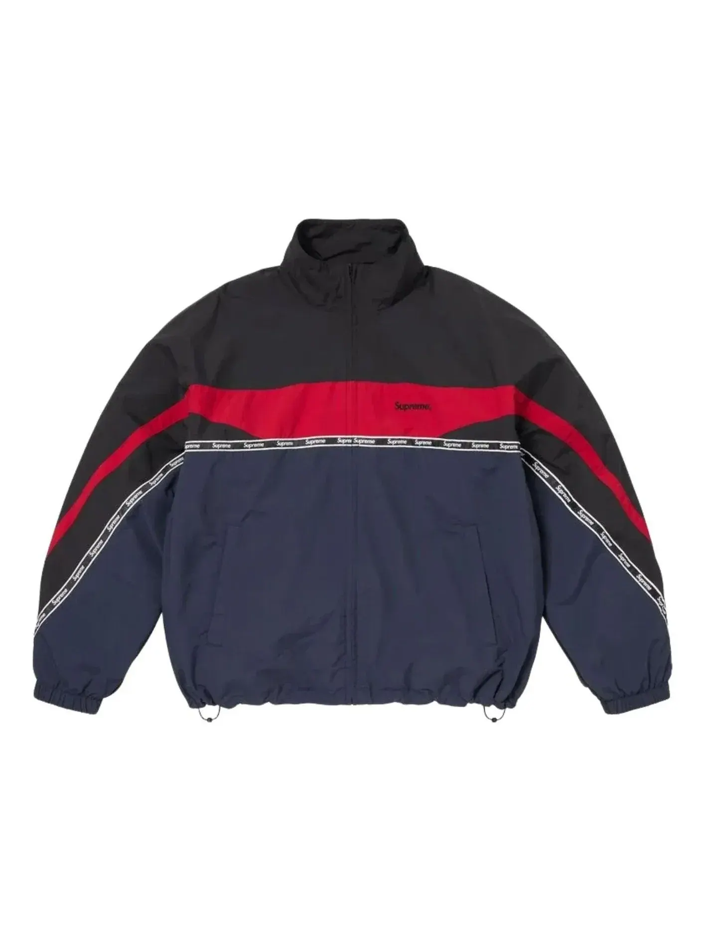 Спортивная куртка Supreme SS26 с логотипом и лентой, темно-синяя, SUP-SS26-263-NVY — изображение 1 из 2, черный