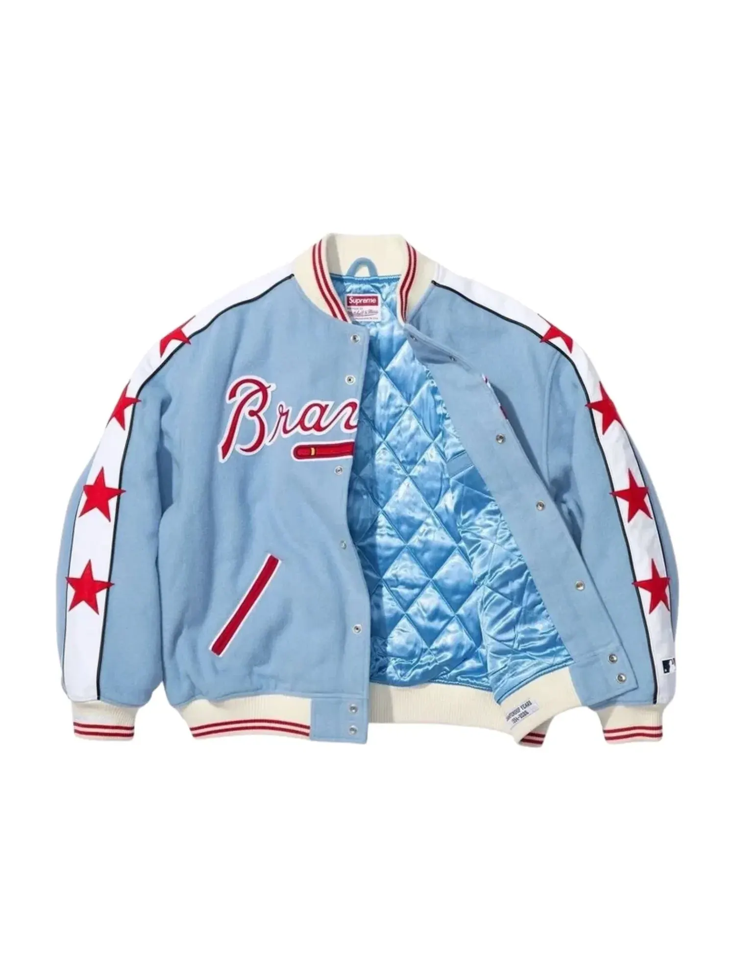 Куртка Supreme x Mitchell & Ness SS26 Teams Varsity Jacket 'Light Blue' SUP-SS26-281-BLU — изображение 2 из 3, синий