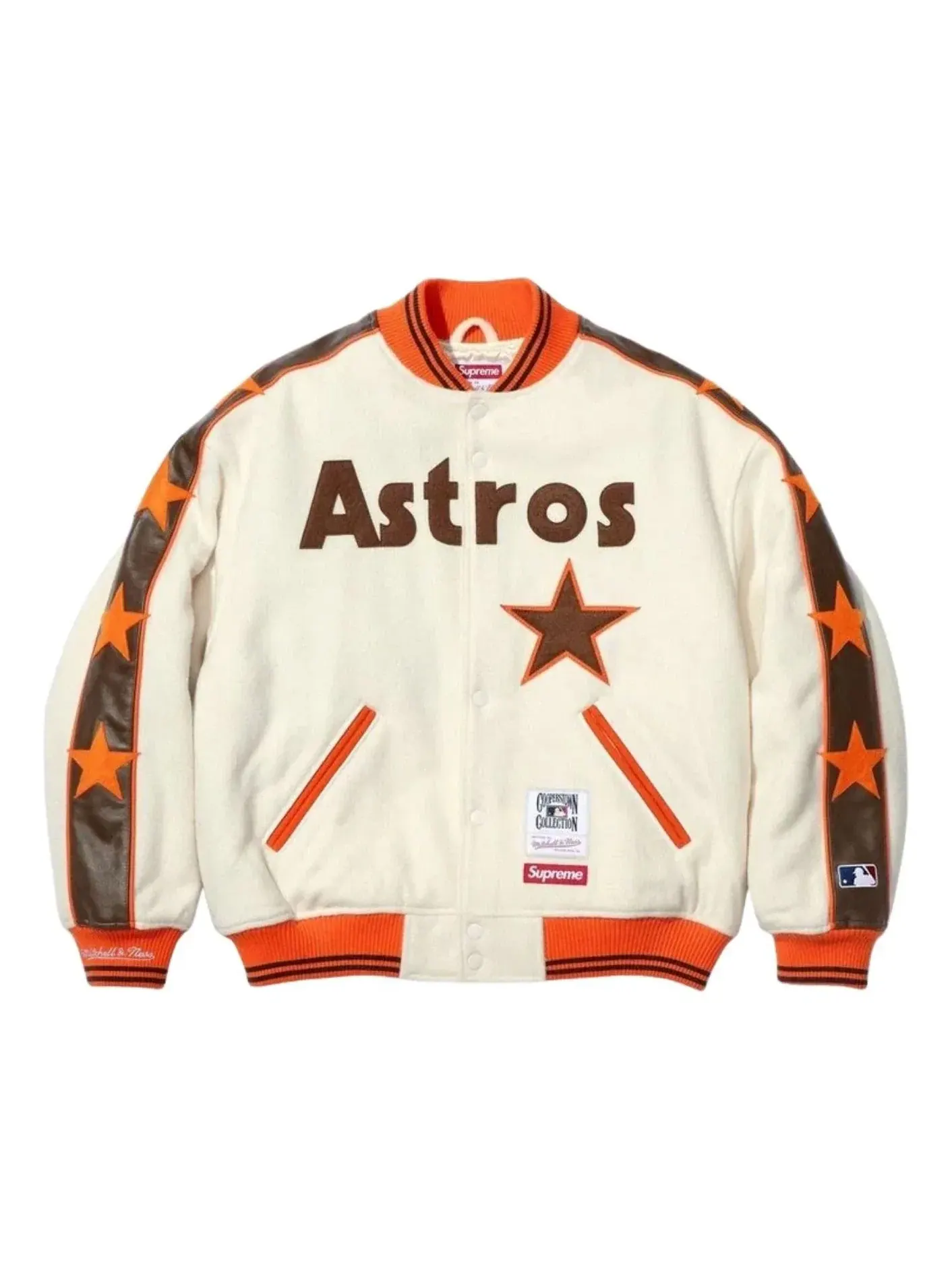 Куртка Supreme x Mitchell & Ness SS26 Teams Varsity Jacket 'Cream' SUP-SS26-281-CRM — изображение 1 из 2, белый