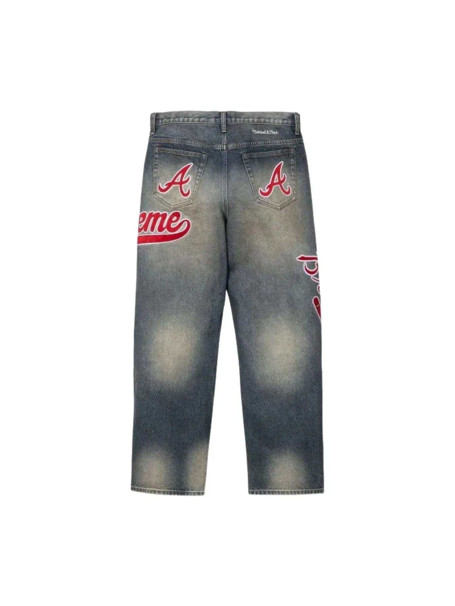 Джинсы Supreme x Mitchell & Ness SS26 Atlanta Braves свободного кроя — изображение 2 из 2, черный