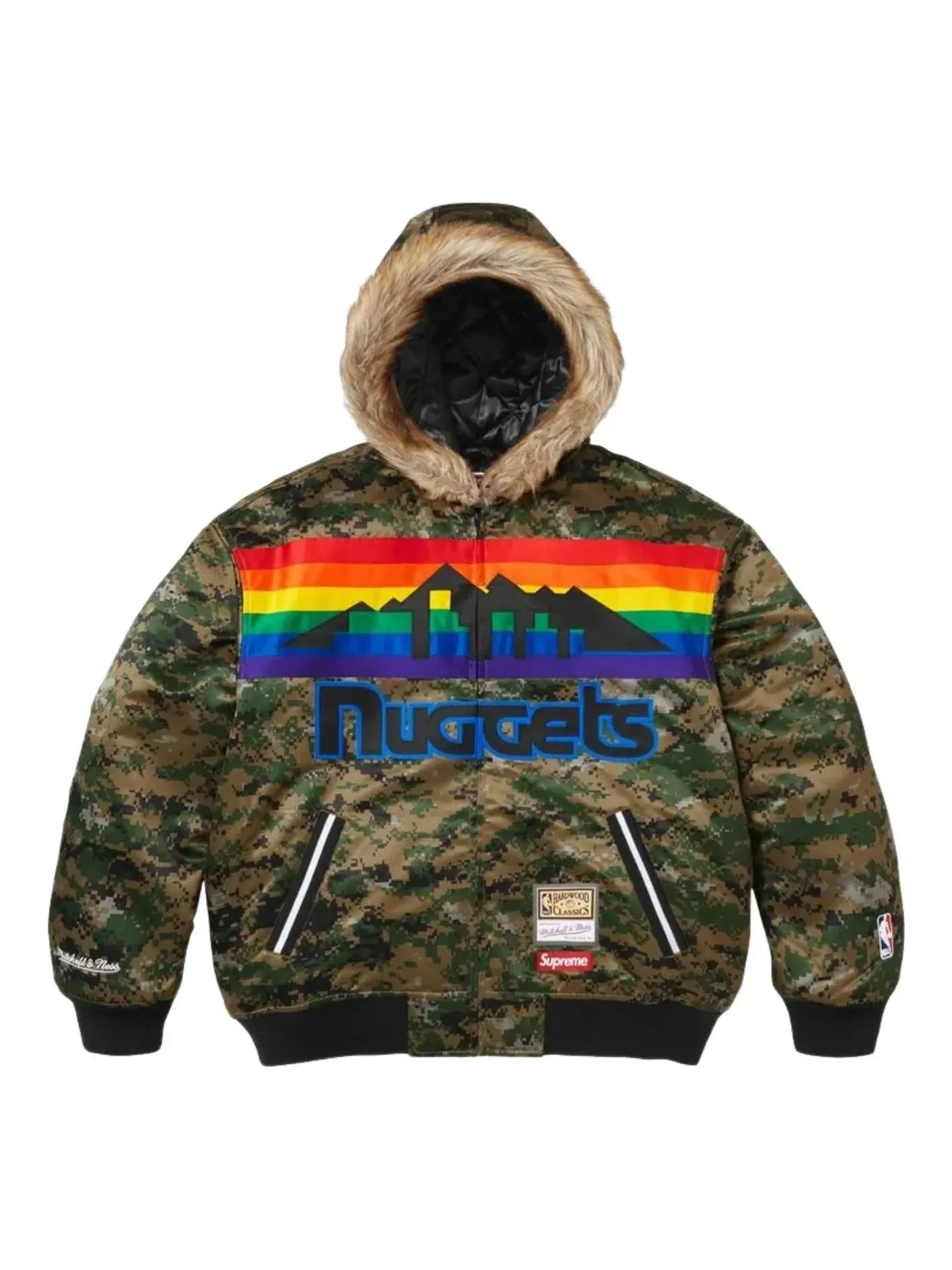 Куртка Supreme x Mitchell & Ness SS26 Teams Hooded Satin Varsity Jacket 'Digi Camo' SUP-SS26-285-CMO — изображение 1 из 3