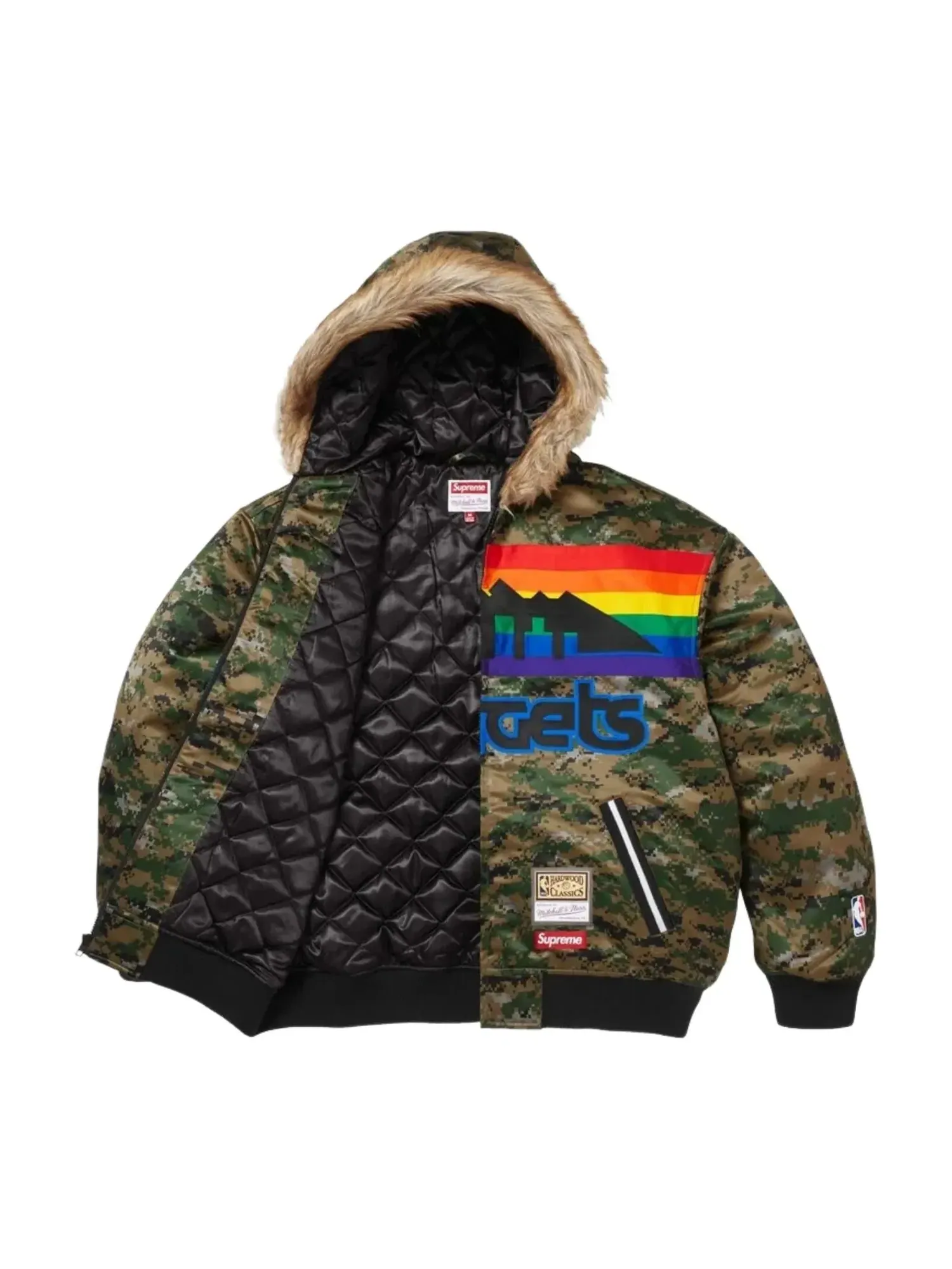 Куртка Supreme x Mitchell & Ness SS26 Teams Hooded Satin Varsity Jacket 'Digi Camo' SUP-SS26-285-CMO — изображение 2 из 3