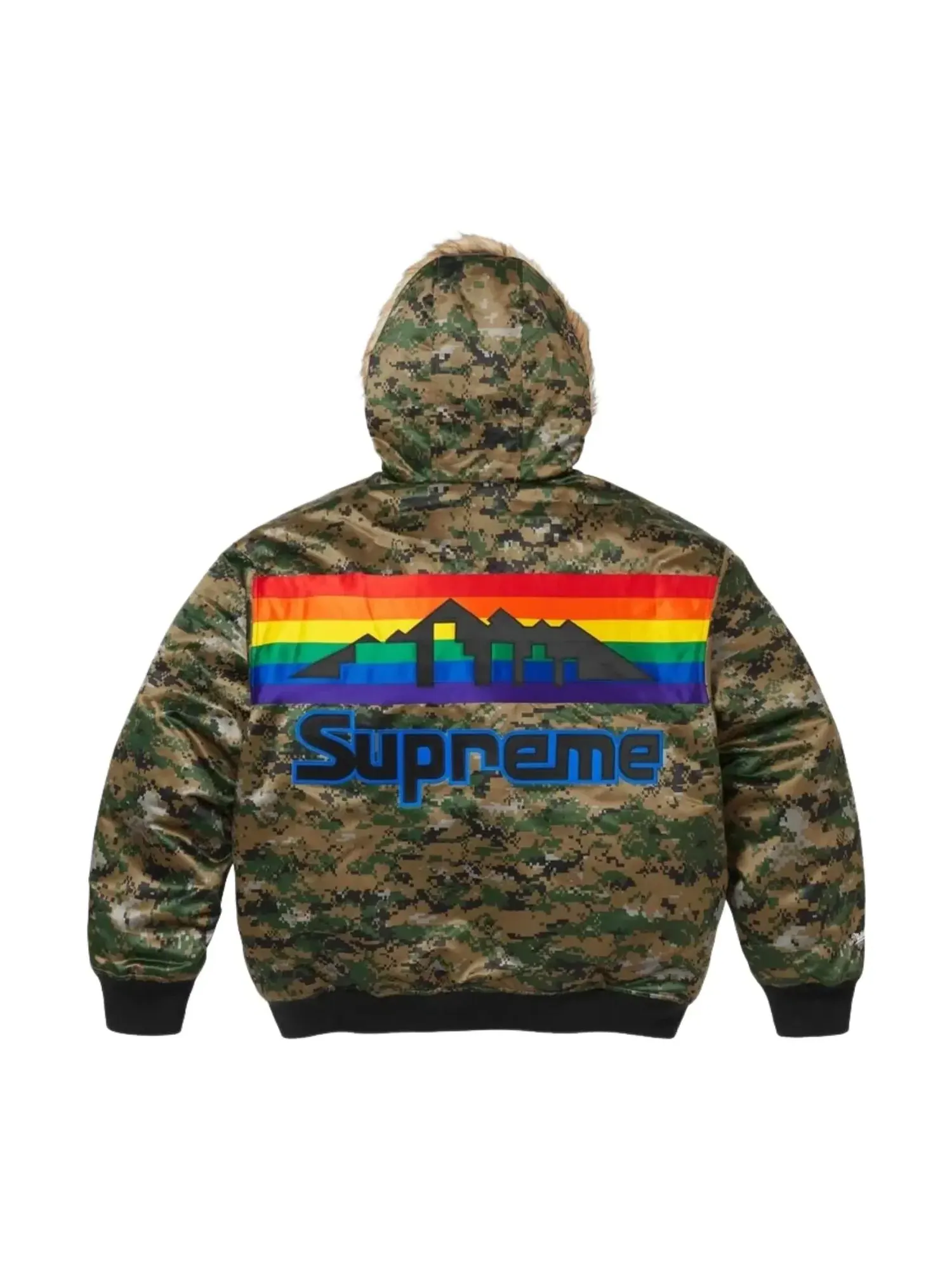 Куртка Supreme x Mitchell & Ness SS26 Teams Hooded Satin Varsity Jacket 'Digi Camo' SUP-SS26-285-CMO — изображение 3 из 3