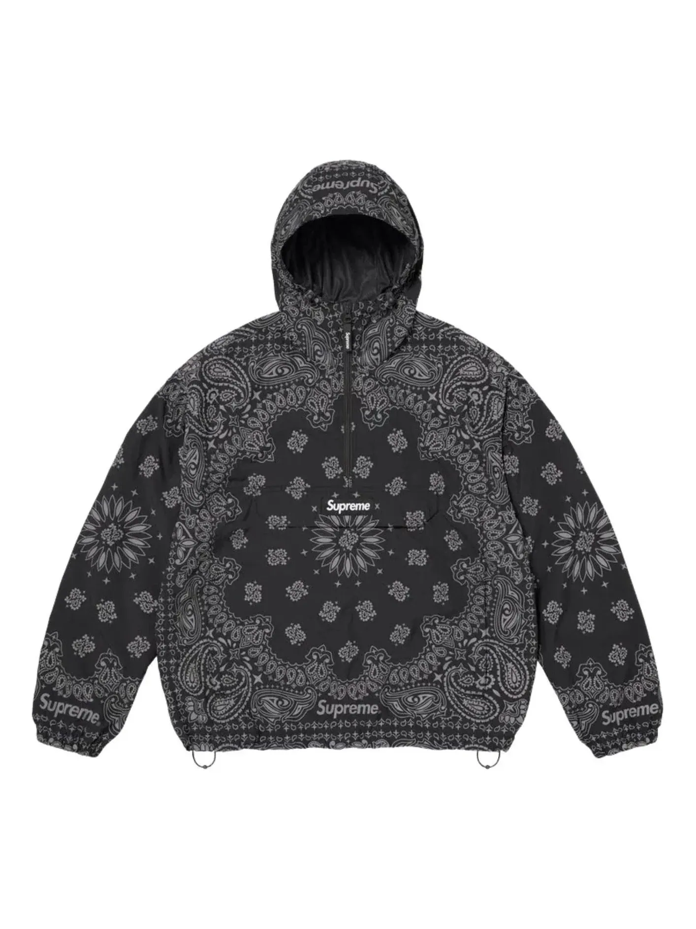 Мужское худи с принтом Supreme SS26 Reflective Bandana Anorak — изображение 1 из 4, черный