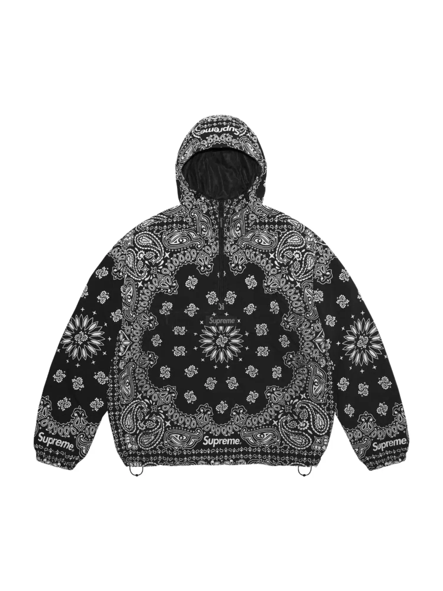 Мужское худи с принтом Supreme SS26 Reflective Bandana Anorak — изображение 2 из 4, черный