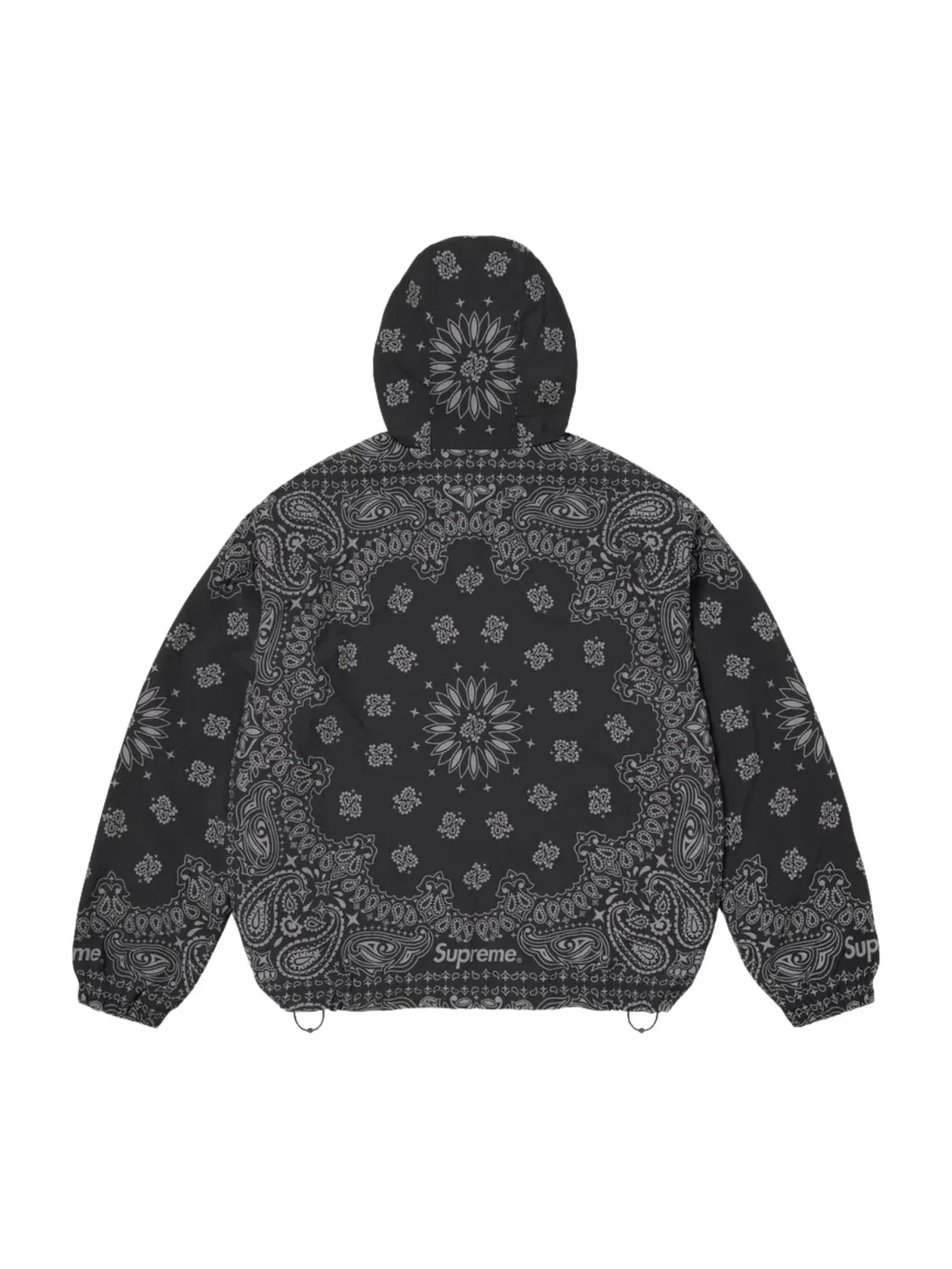 Мужское худи с принтом Supreme SS26 Reflective Bandana Anorak — изображение 3 из 4, черный