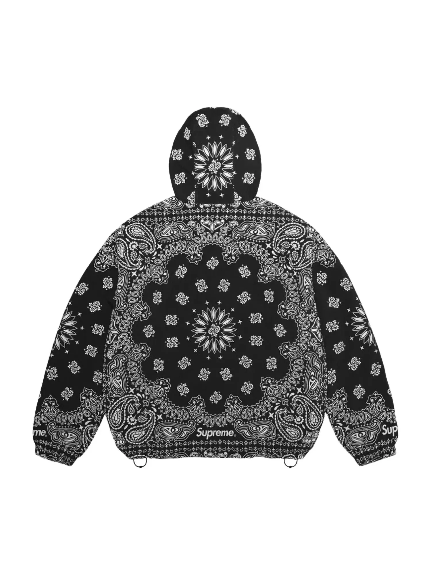 Мужское худи с принтом Supreme SS26 Reflective Bandana Anorak — изображение 4 из 4, черный