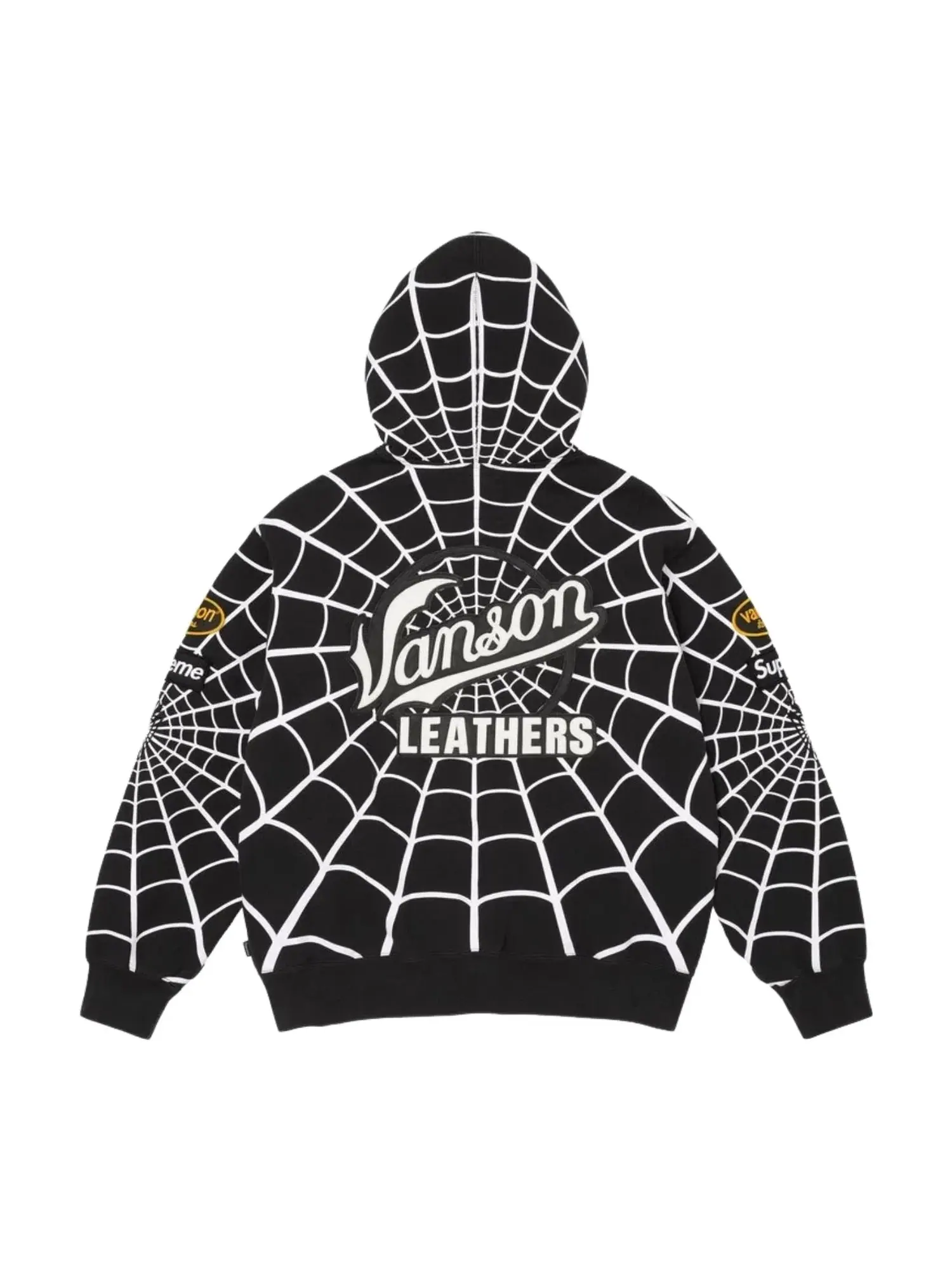 Мужское худи с капюшоном кожаный с принтом Supreme x Vanson Leathers SS26 Spider-Man Zip Up Hooded Sweatshirt, черный