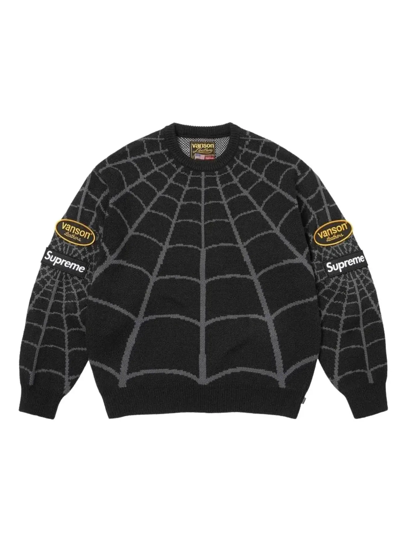 Свитер Supreme x Vanson Leathers SS26 Spider-Man, черный, SUP-SS26-302-BLK — изображение 1 из 2