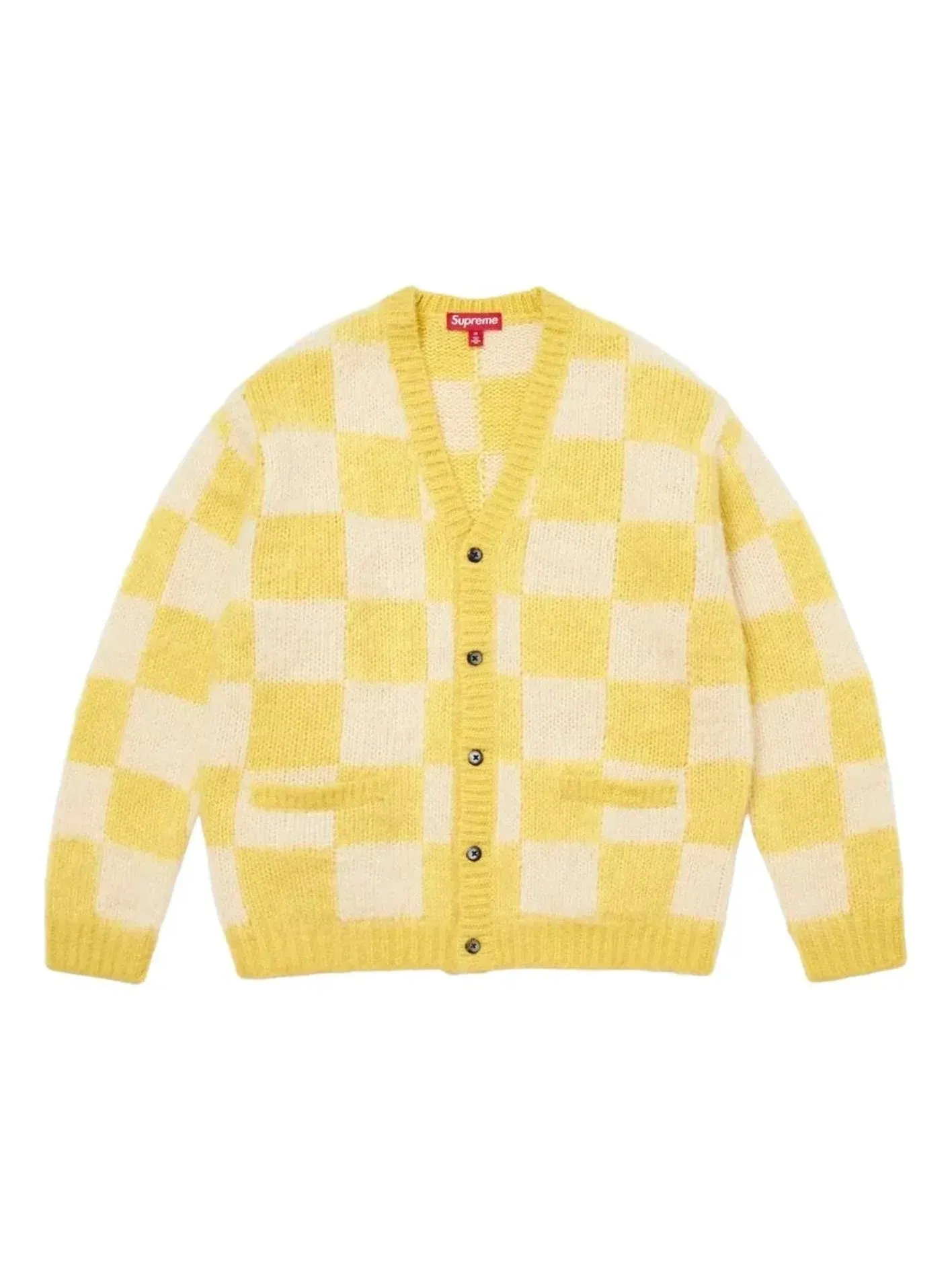 Мужской жакет с шахматным принтом Supreme Ss26 Checkerboard Cardigan — изображение 1 из 1, желтый