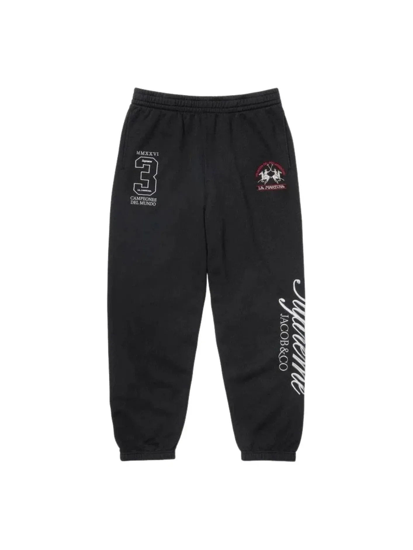 Мужские спортивные штаны с принтом Supreme x La Martina SS26 — изображение 1 из 2, черный