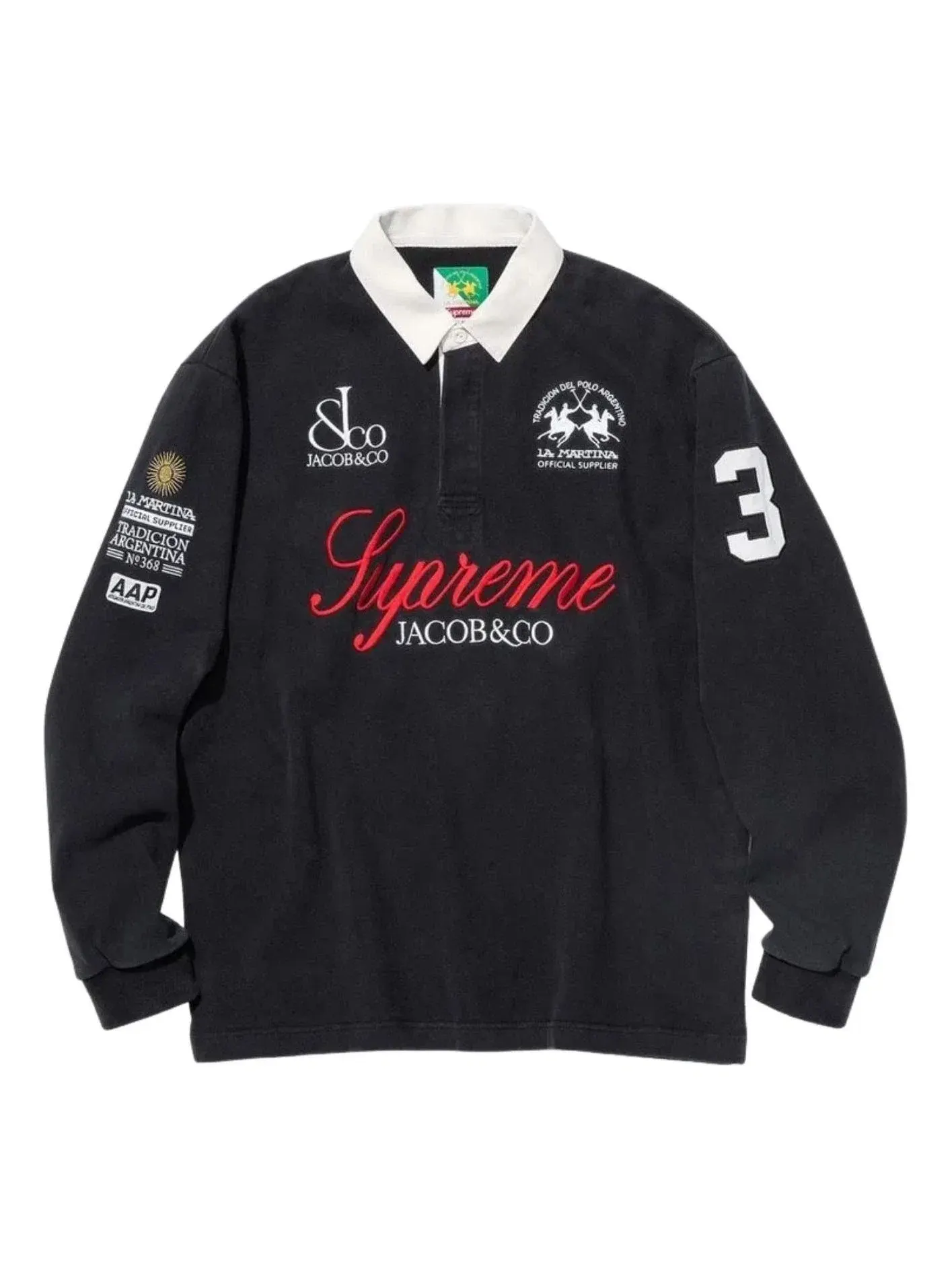 Мужская футболка с принтом Supreme x La Martina SS26 Rugby — изображение 1 из 2, черный