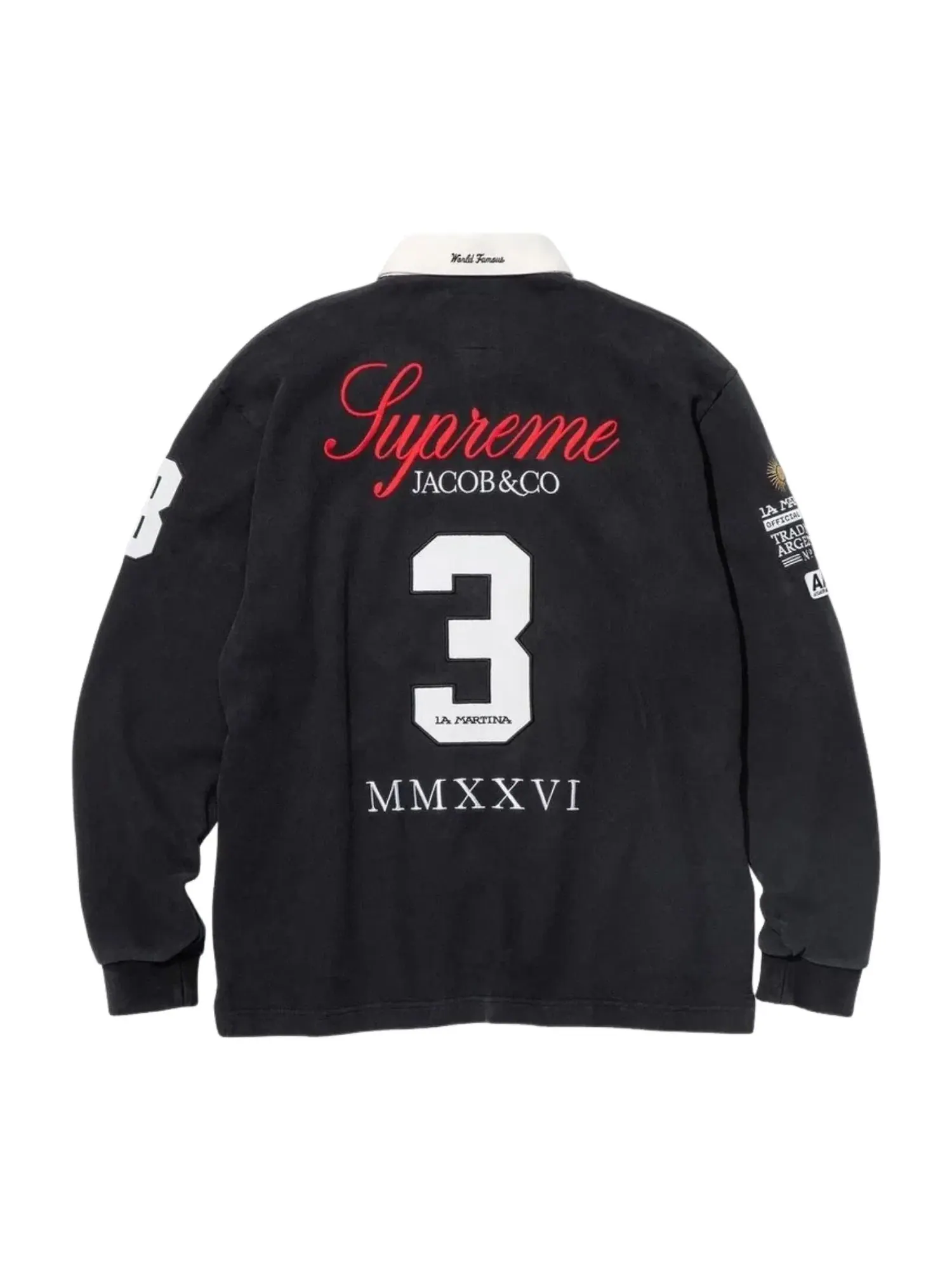 Мужская футболка с принтом Supreme x La Martina SS26 Rugby — изображение 2 из 2, черный