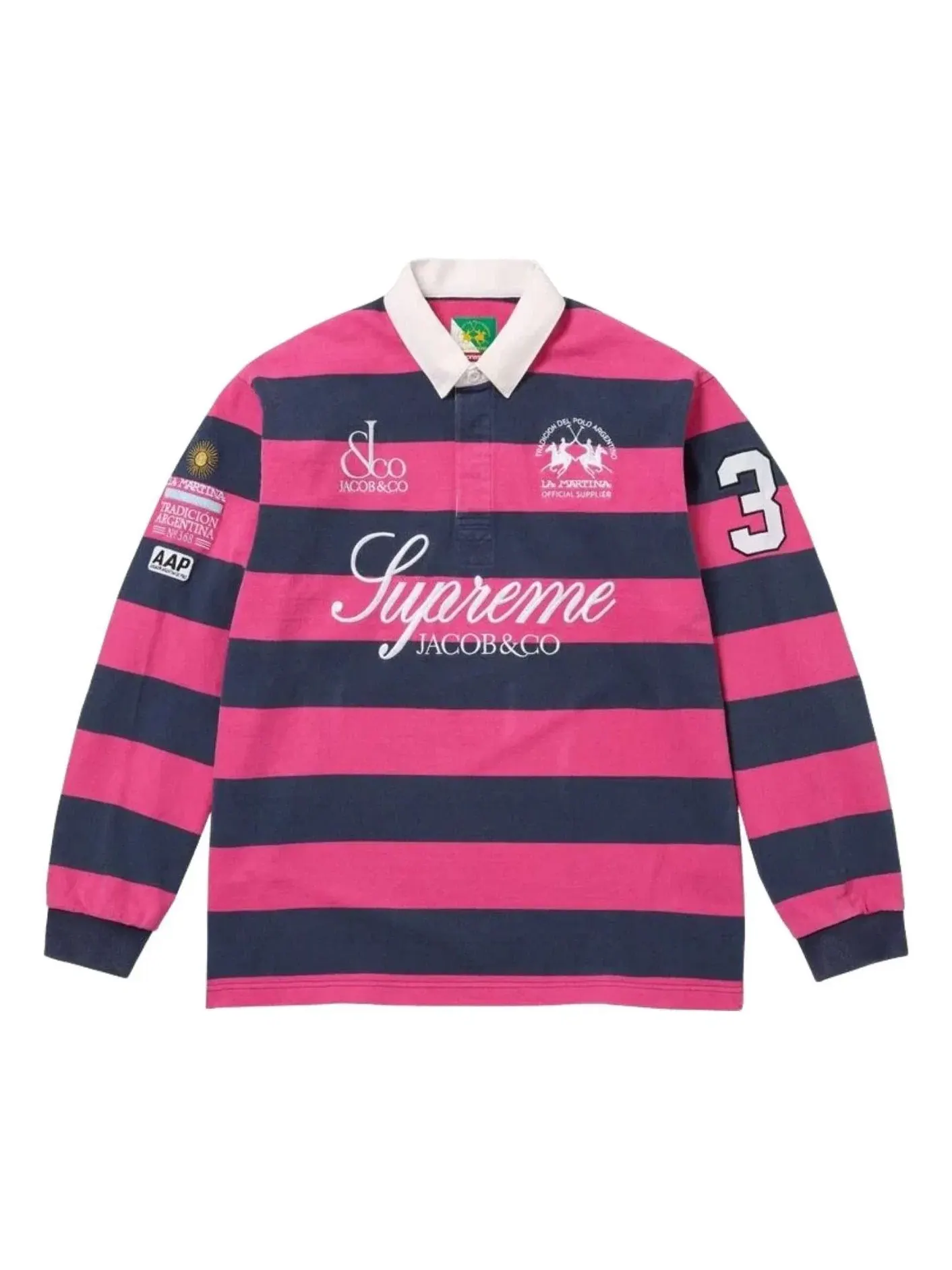 Мужская футболка с принтом Rugby Stripe Supreme — изображение 1 из 2, розовый