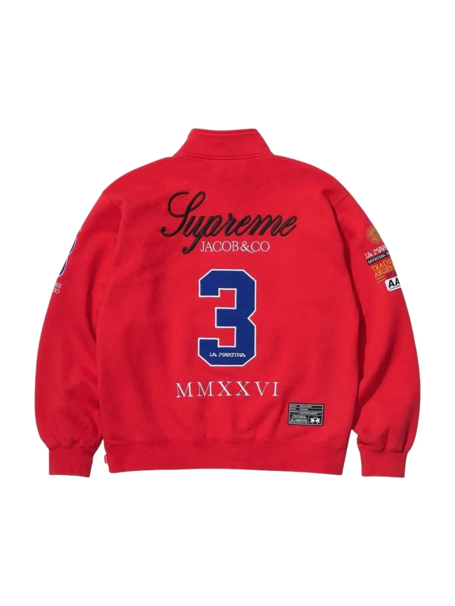 Мужская куртка-свитшот на молнии с принтом Supreme x La Martina — изображение 2 из 2, красный