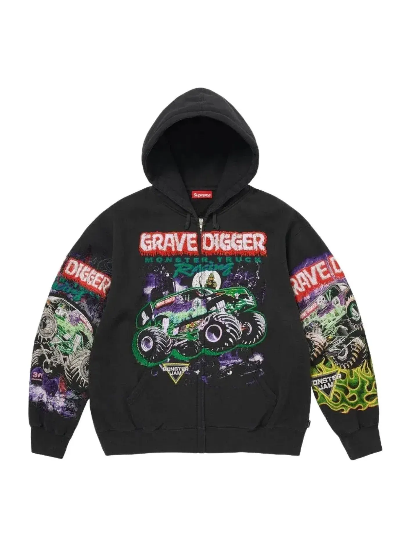 Мужское худи с принтом Supreme x Grave Digger SS26 — изображение 1 из 2, черный