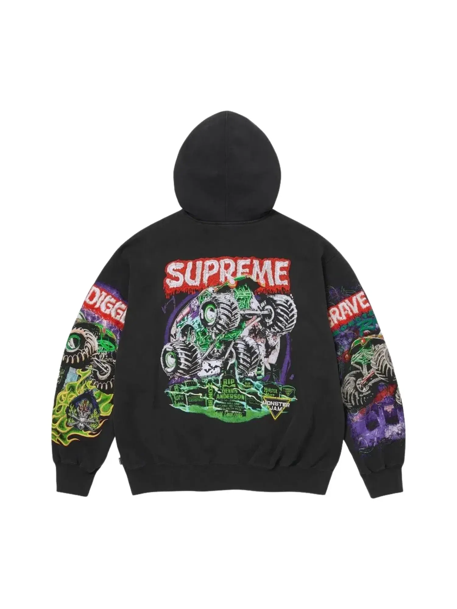Мужское худи с принтом Supreme x Grave Digger SS26 — изображение 2 из 2, черный