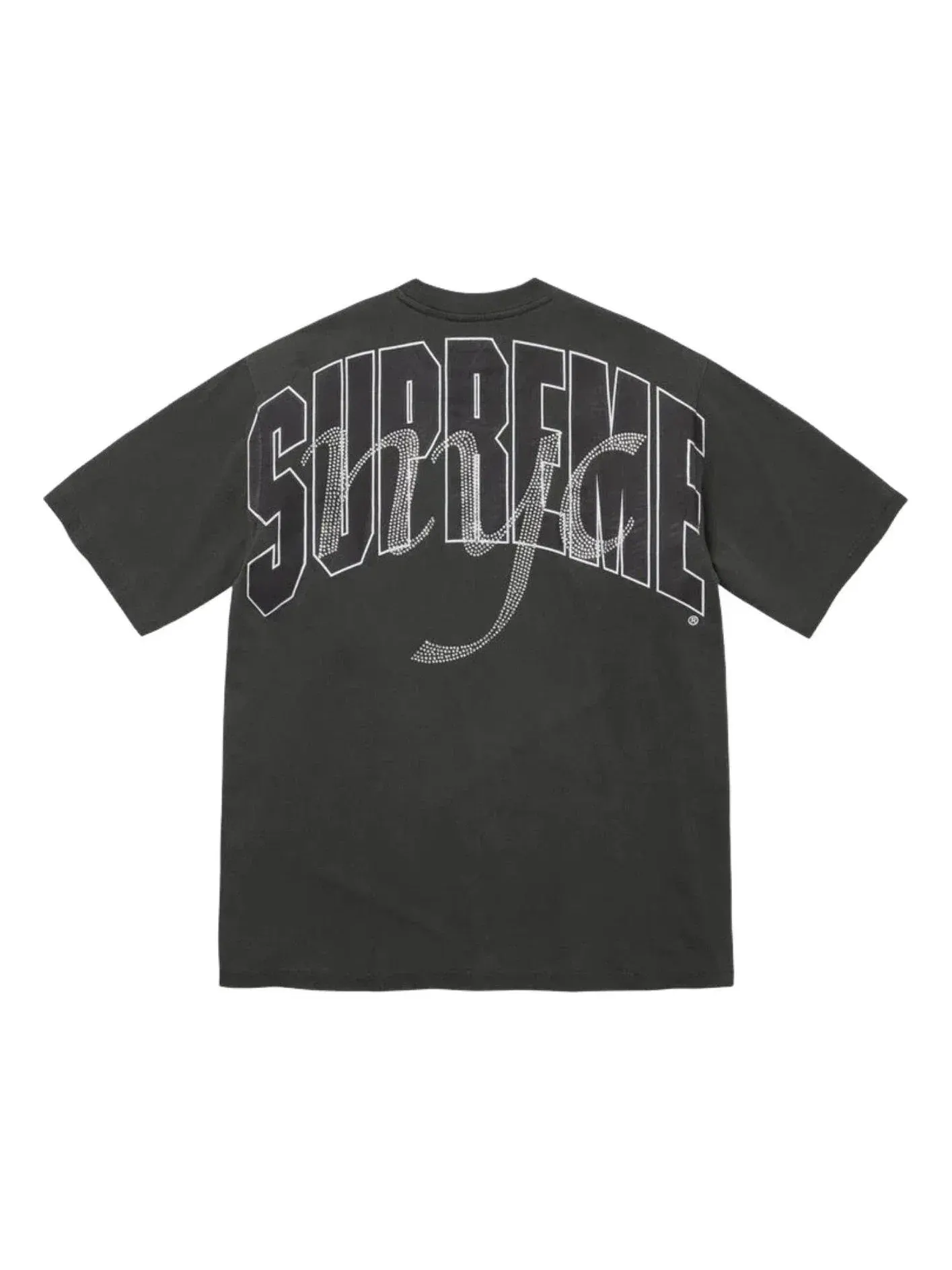 Мужская футболка с принтом Supreme SS26 Rhinestone Script S/S T-Shirt — изображение 1 из 2, черный