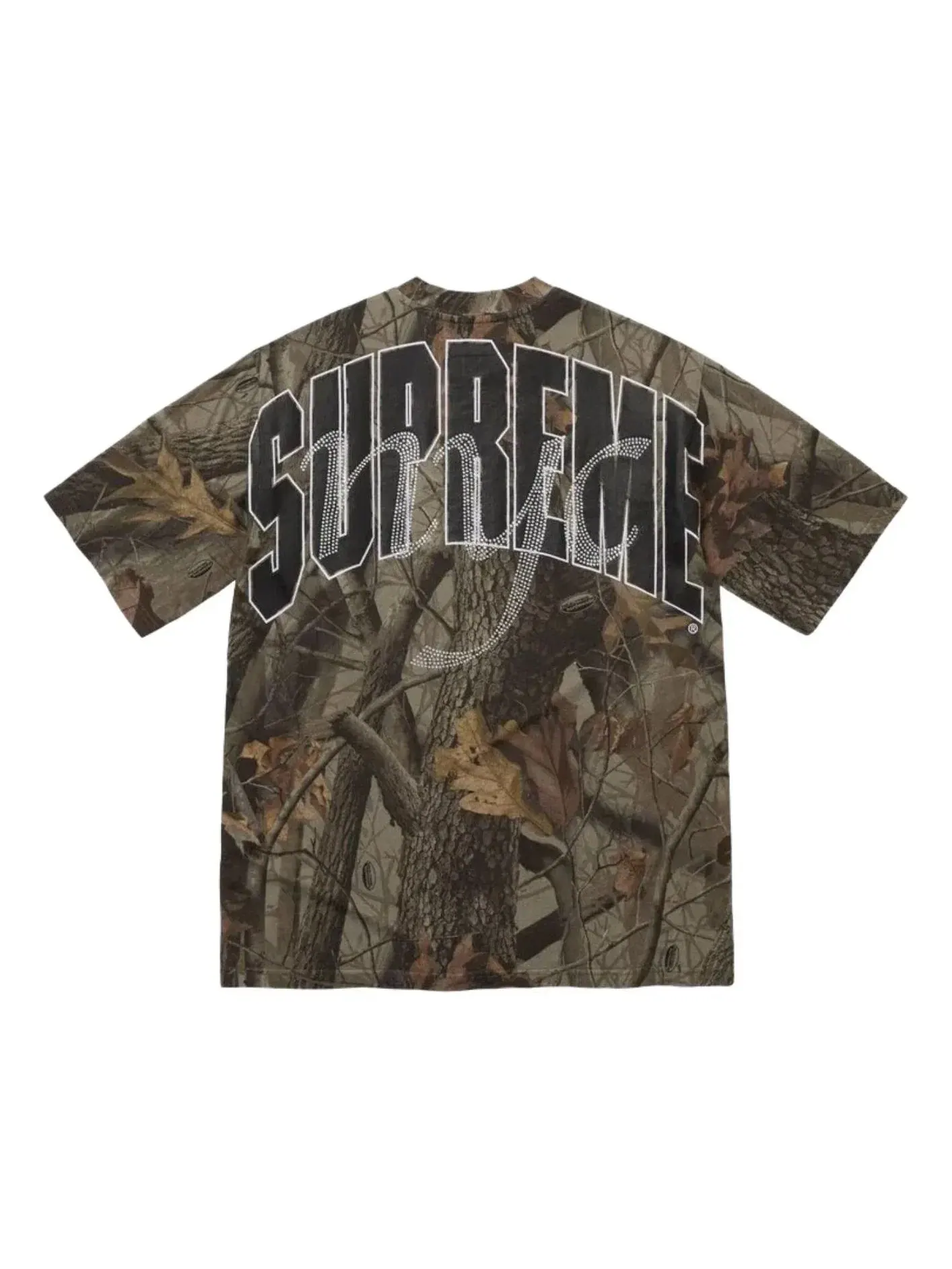 Мужская футболка с принтом Rhinestone Script Supreme — изображение 1 из 2, зеленый
