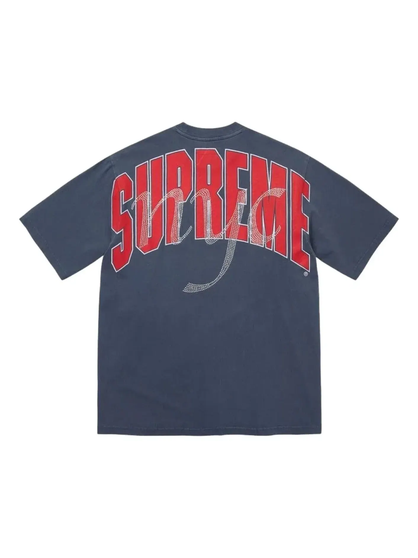 Мужская футболка с коротким рукавом Rhinestone Script Supreme — изображение 1 из 2, темно-синий