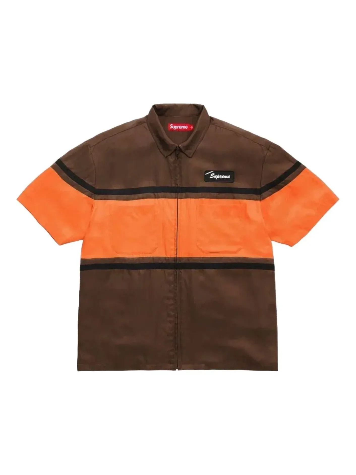 Мужская рубашка с длинным рукавом из шелка Supreme SS26 Silk Zip Up S/S Shirt