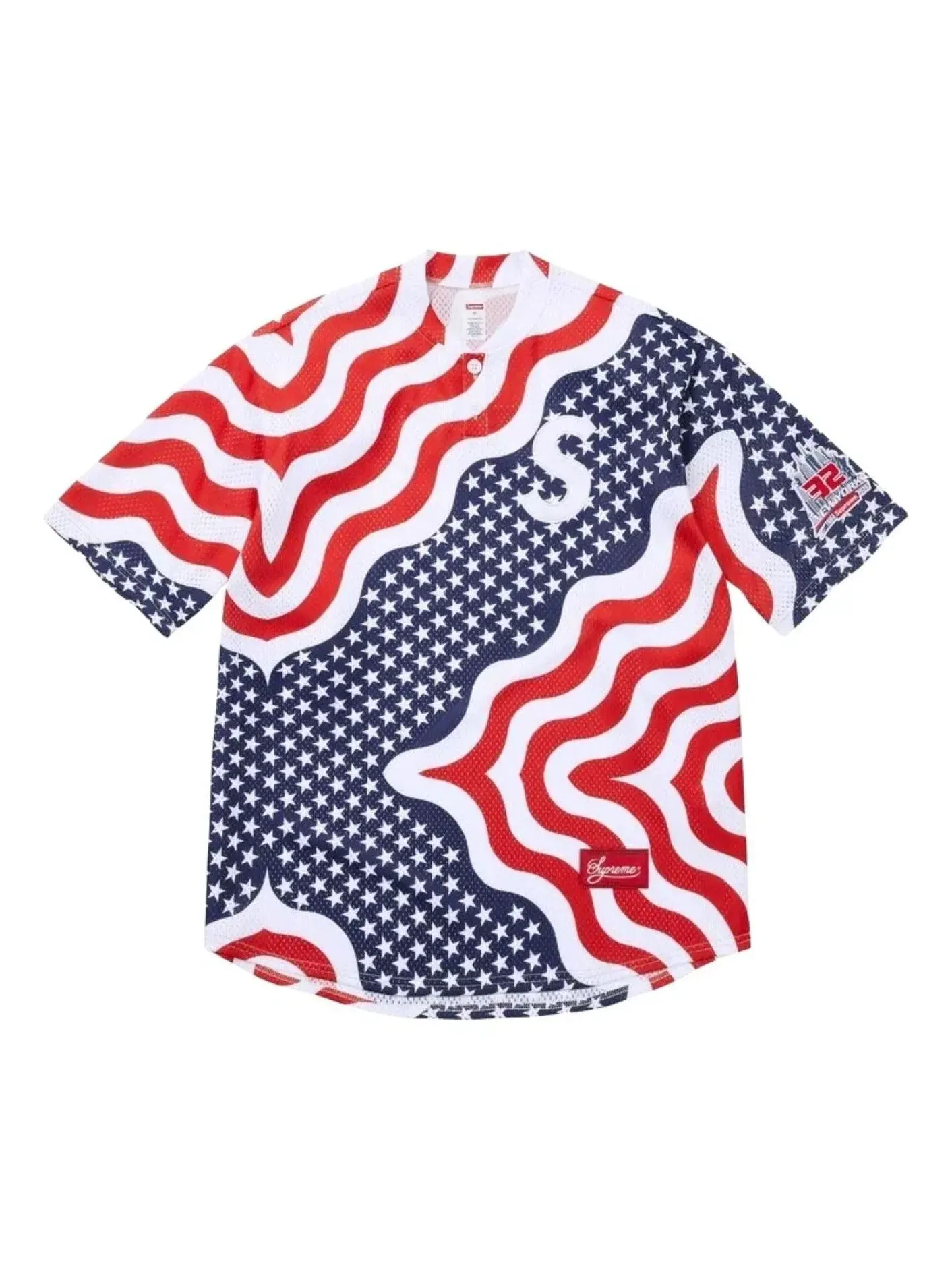 Мужская рубашка-поло с принтом S Logo Baseball Henley Flag Supreme — изображение 1 из 2, мульти