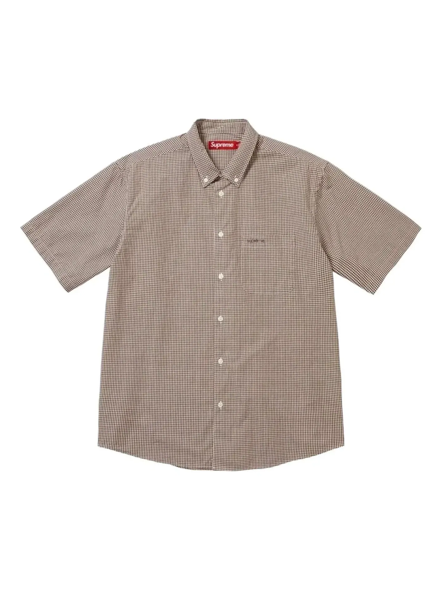 Мужская рубашка с принтом в клетку SS26 Gingham Supreme — изображение 1 из 1, коричневый