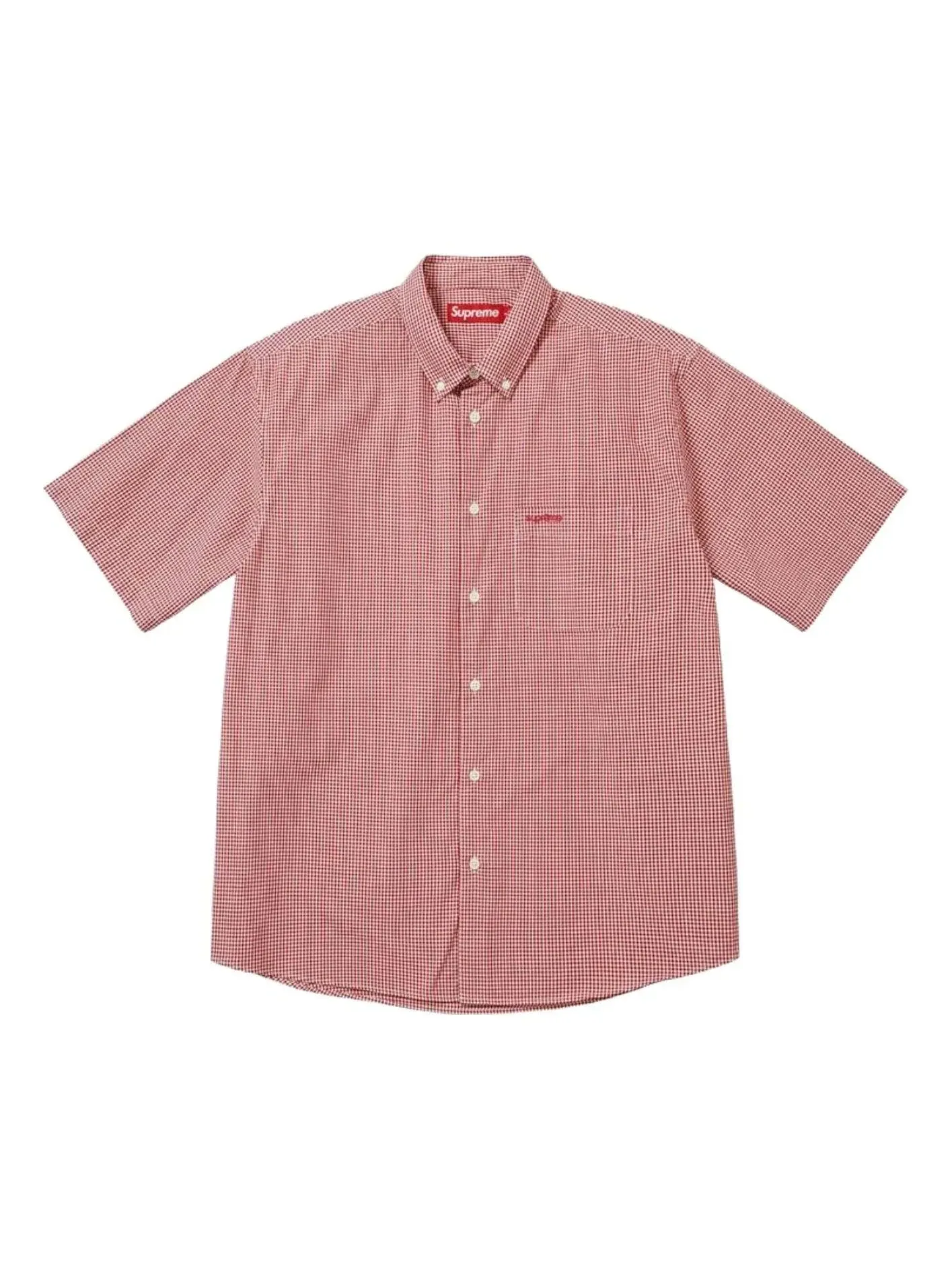 Мужская рубашка с принтом Gingham S/S Shirt Supreme — изображение 1 из 1, красный
