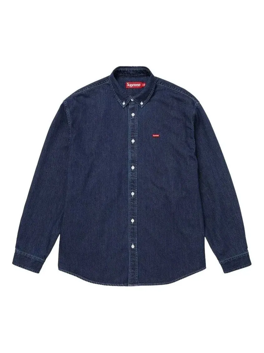 Мужская рубашка из денима с принтом Supreme SS26 Small Box Denim Shirt