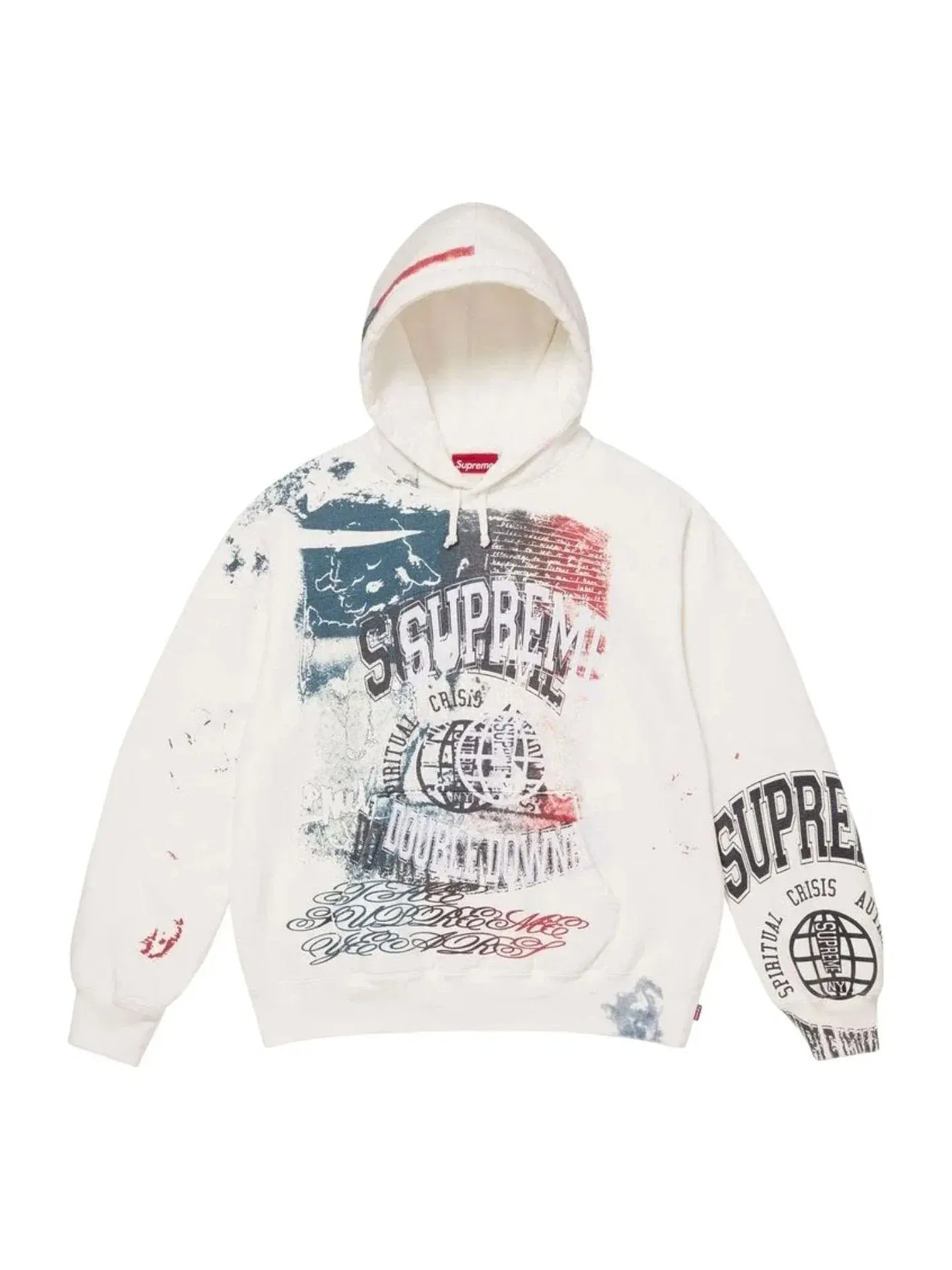 Мужское худи с капюшоном и принтом Supreme SS26 Overprint — изображение 1 из 2, белый