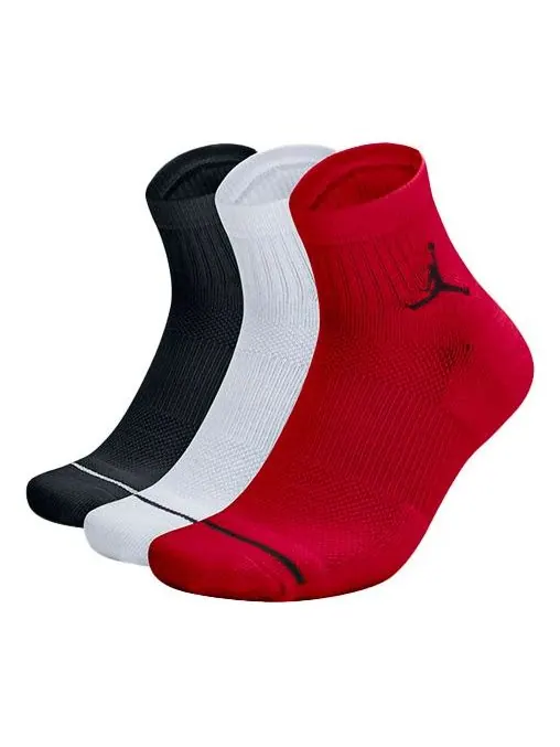 Носки Nike Apparel Socks Men Air Jordan Jumpman Qtr Socks 3 'Black White Red' — изображение 1 из 2