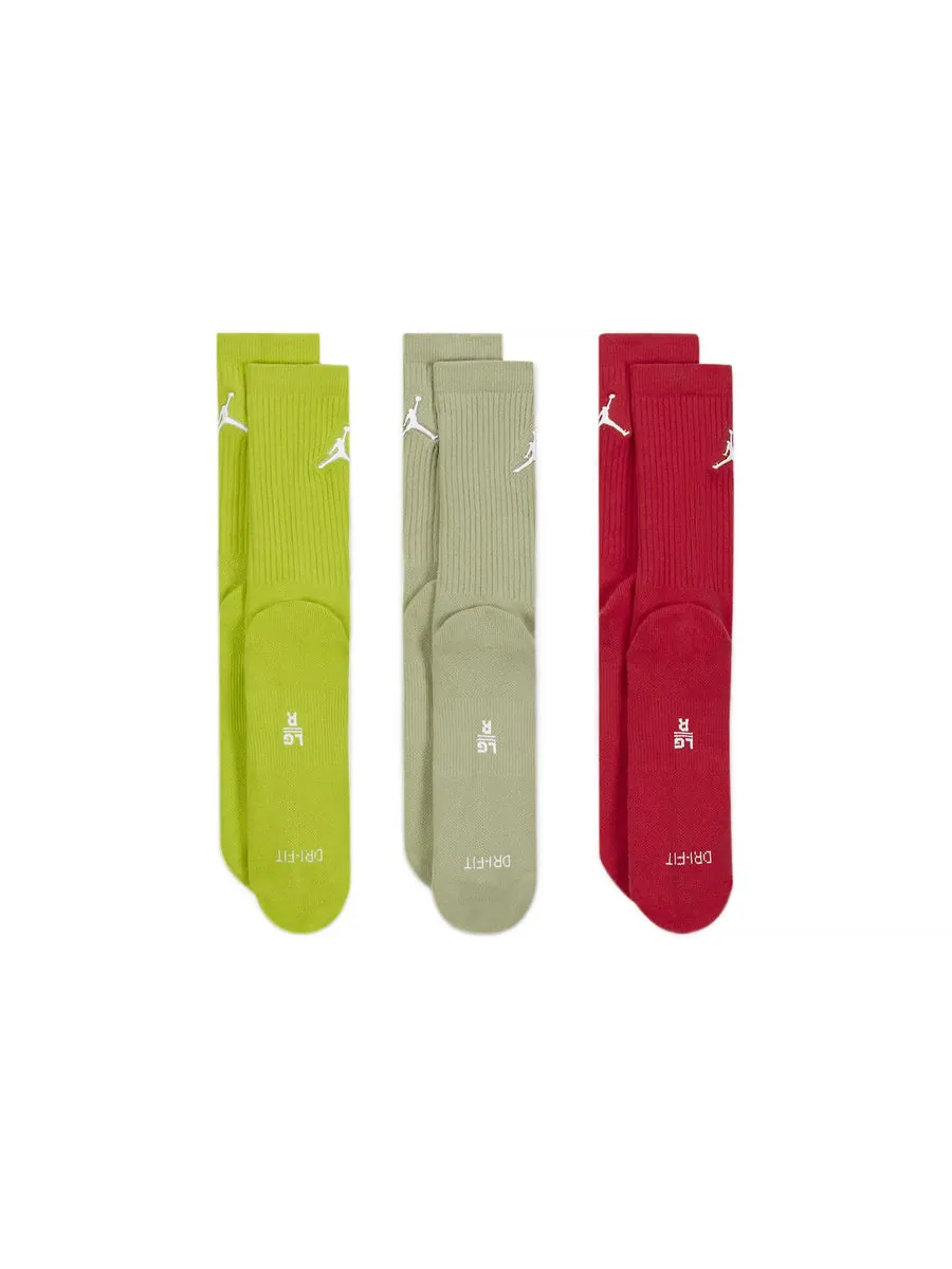 Носки Air Jordan Everyday Max Crew Sports Socks 'Red Olive Green Grey' — изображение 3 из 4, серый