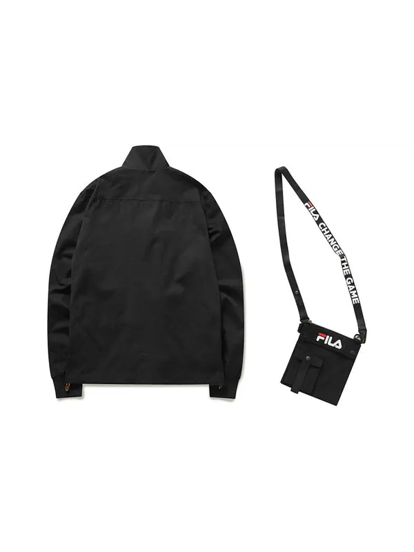 Куртка sports functional multiple pockets cargo stand collar woven jacket black Fila Fusion — изображение 2 из 3, черный