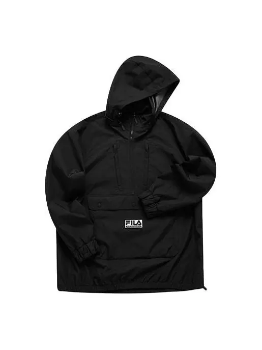 Толстовка x white mountaineering crossover solid color half zipper pullover woven black Fila Fusion — черный