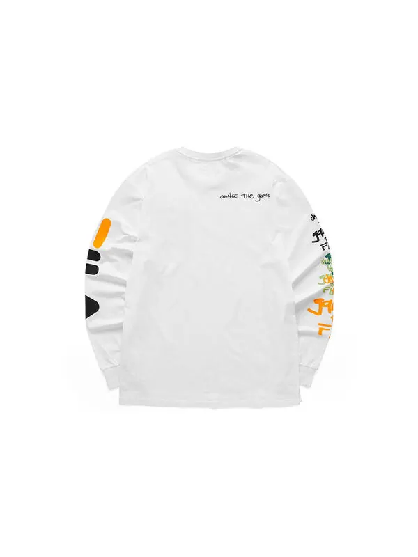 Футболка casual sports contrasting colors alphabet loose long sleeves white Fila Fusion — изображение 2 из 2, белый
