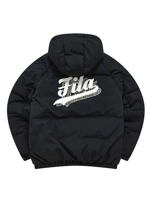 Куртка winter down jacket 'black' Fila Fusion — изображение 2 из 4, черный/белый