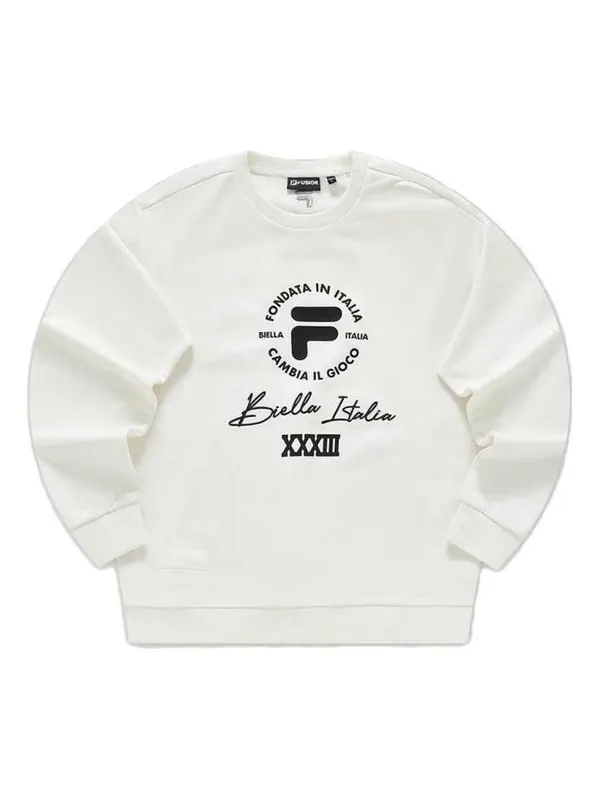 Свитер logo printed sweater 'white black' Fila Fusion — изображение 1 из 3, белый/черный