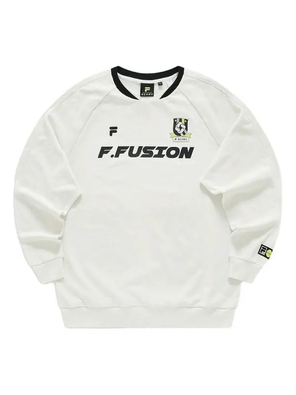 Свитер x beams letter printed sweater 'white black' Fila Fusion — изображение 1 из 3, белый/черный