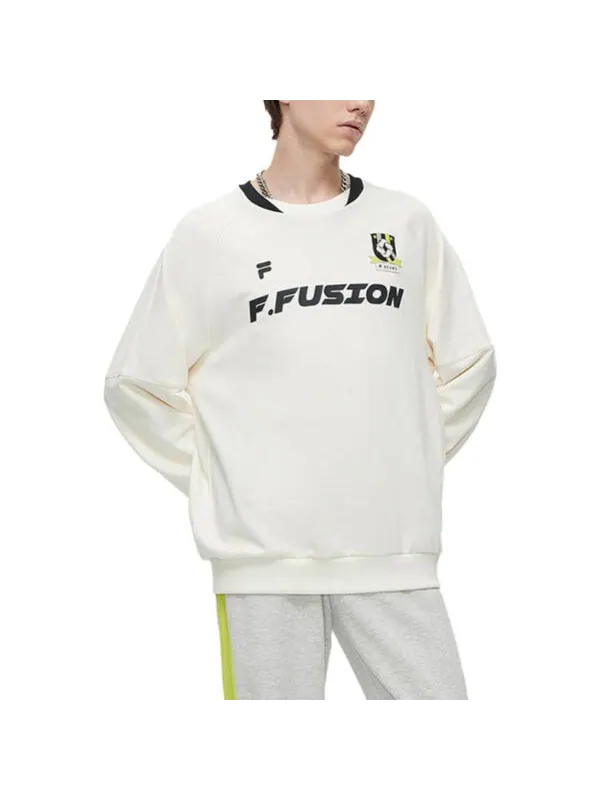 Свитер x beams letter printed sweater 'white black' Fila Fusion — изображение 2 из 3, белый/черный