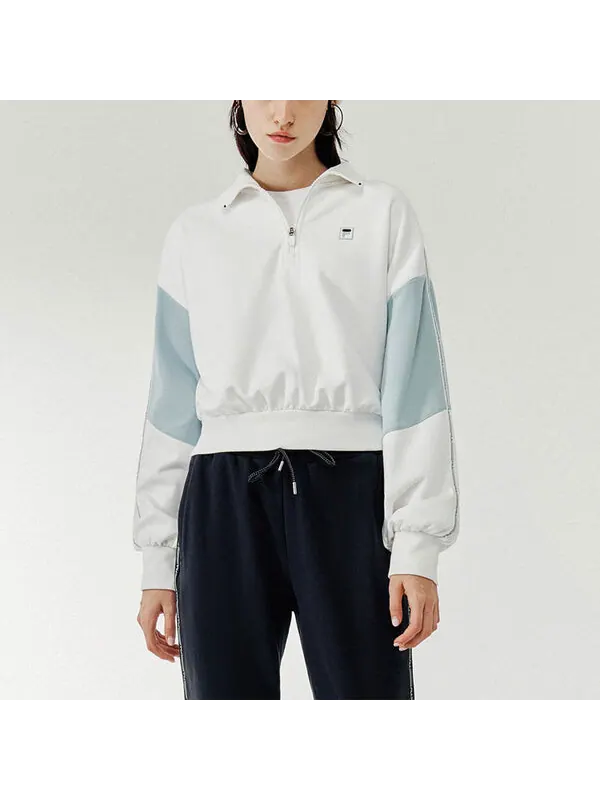 Свитер fila sports contrasting colors stand collar pullover half zipper hoodie white Fila Fusion — изображение 3 из 4, белый