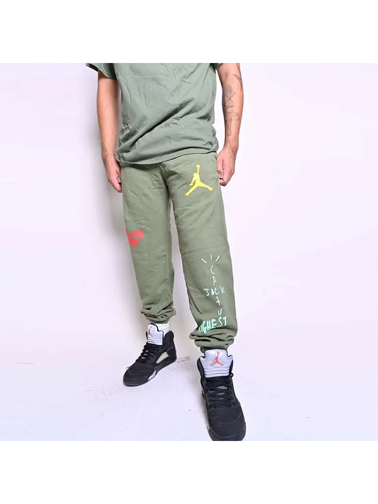 Спортивные брюки Travis Scott Cactus Jack x Jordan Highest Sweatpant 'Olive' — изображение 2 из 3, оливковый зеленый