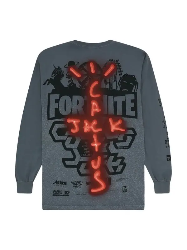 Футболка back bling l/s tee 'washed grey' Travis Scott — изображение 1 из 2, серый