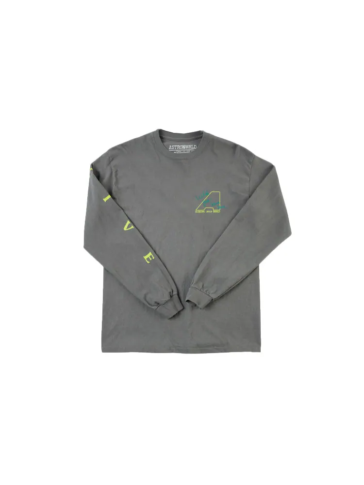 Футболка Travis Scott Cactus Jack Astroworld Printing Swea Long T-Shirts 'Grey' — изображение 2 из 2, серый