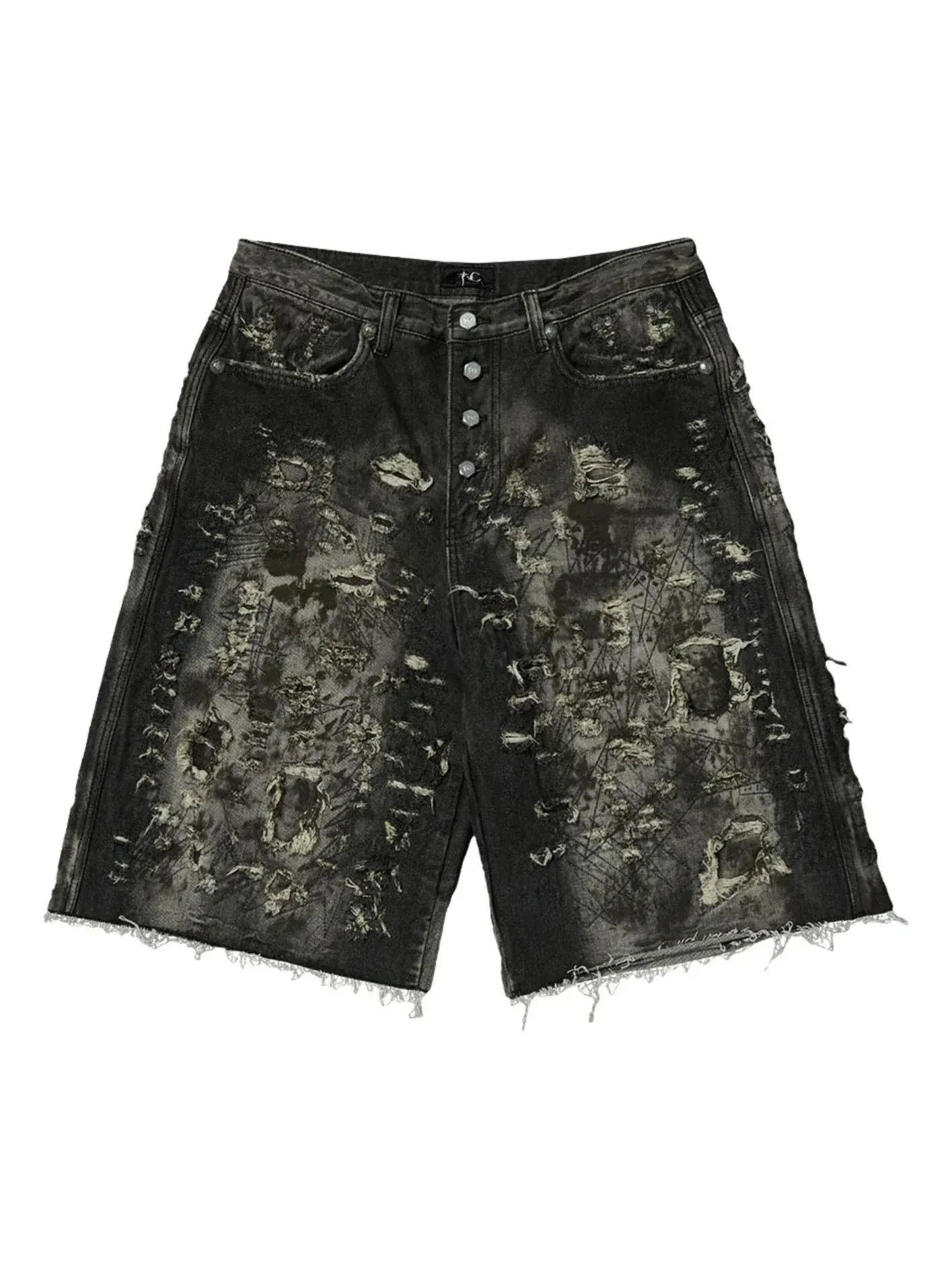 Джинсовые шорты Thug Club Hard Washed Destroyed Denim Shorts, черные, TC26PT1202 — изображение 1 из 2, черный